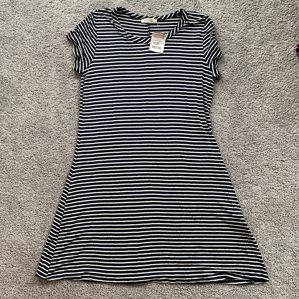 Navy and white t-shirt dress